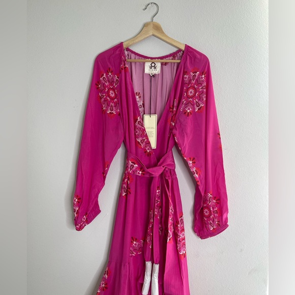 Figue Frederica Printed Tiered Ruffle Belted Dress L - Picture 7 of 13